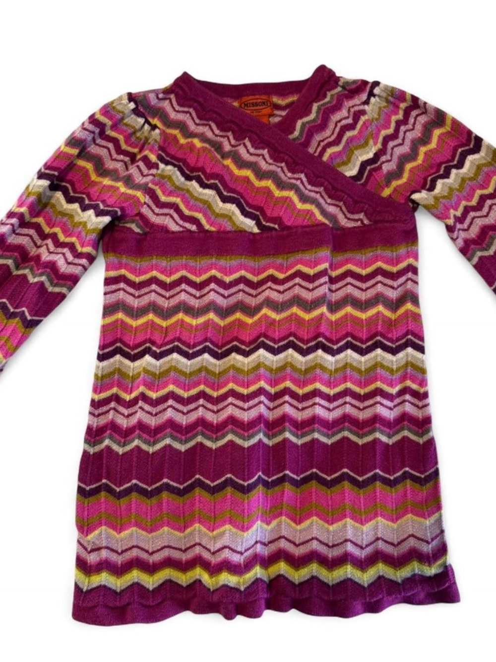 Missoni Girls Chevron Knit Top in Magenta and Pink